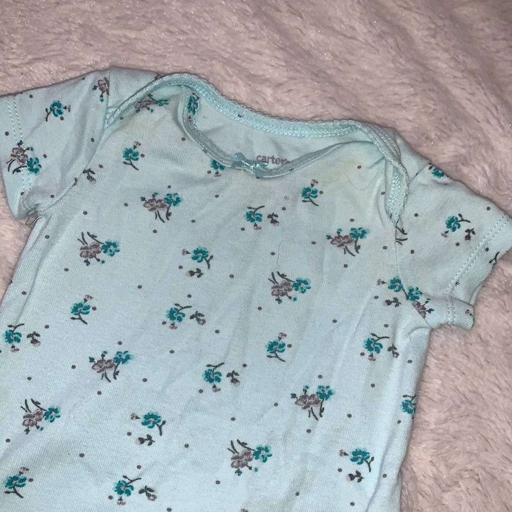 (3 for $10) Carter’s blue floral bodysuit - Picture 3 of 4